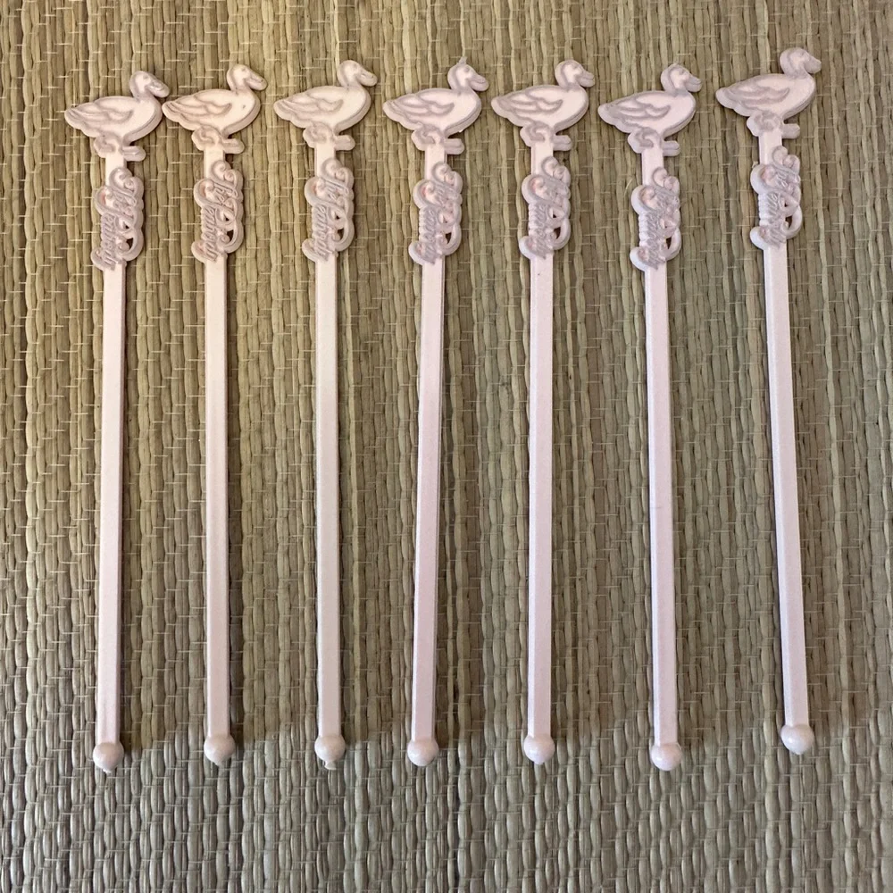 Peabody Hotel Ducks Swizzle Sticks Drink Stirrers Pink Set Of 7